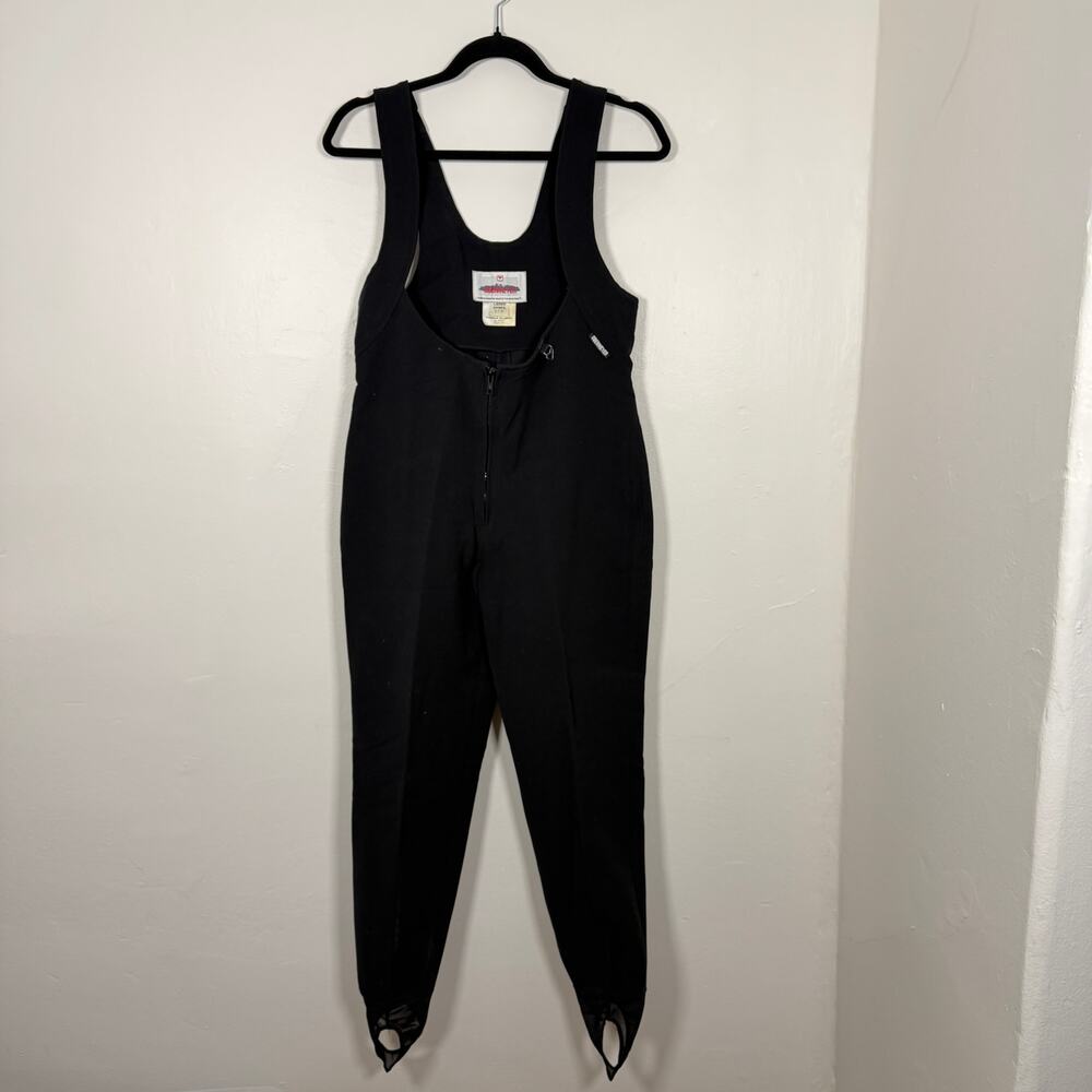Vintage Obermeyer Black Ski Bib Overalls Women's Size 10R Wool Blend Made in JP